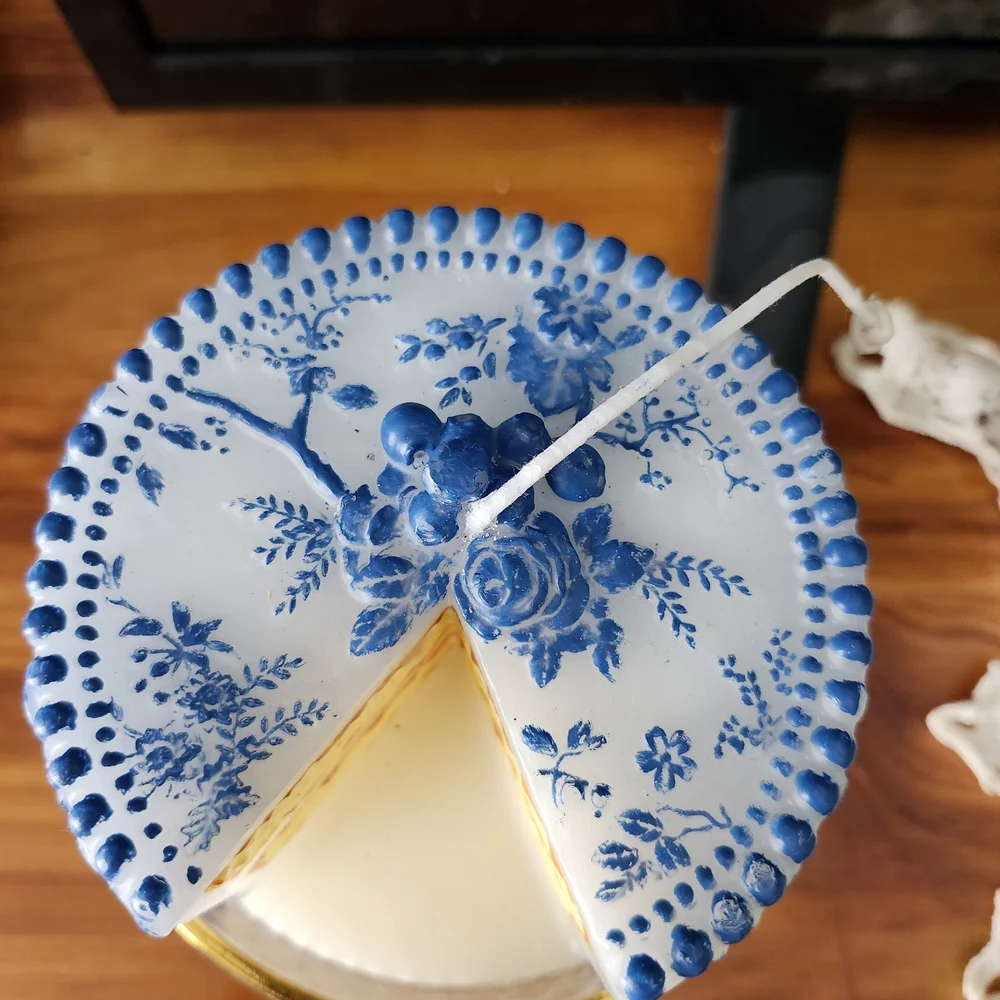 Blue and Yellow Decorative Cake Candle